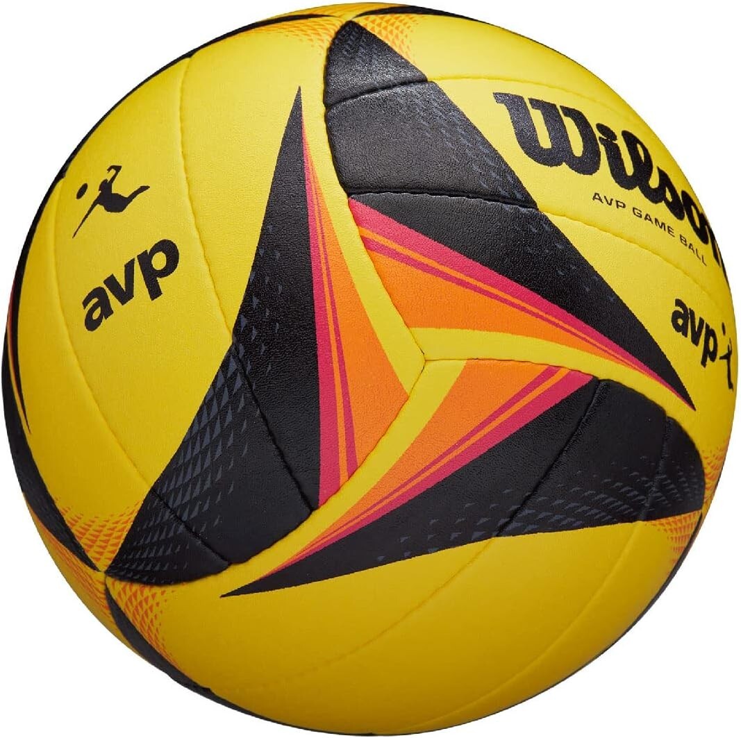 AVP OPTX Official Size Volleyball - Yellow/Black, Beach-Ready Performance