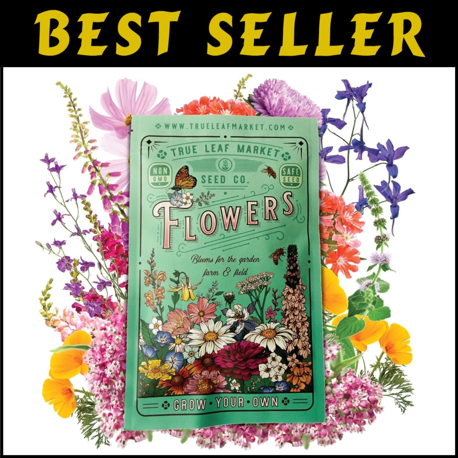 Premium 5 Lb Wildflower Seed Mix - Attract Pollinators with 23 Non-GMO Varieties