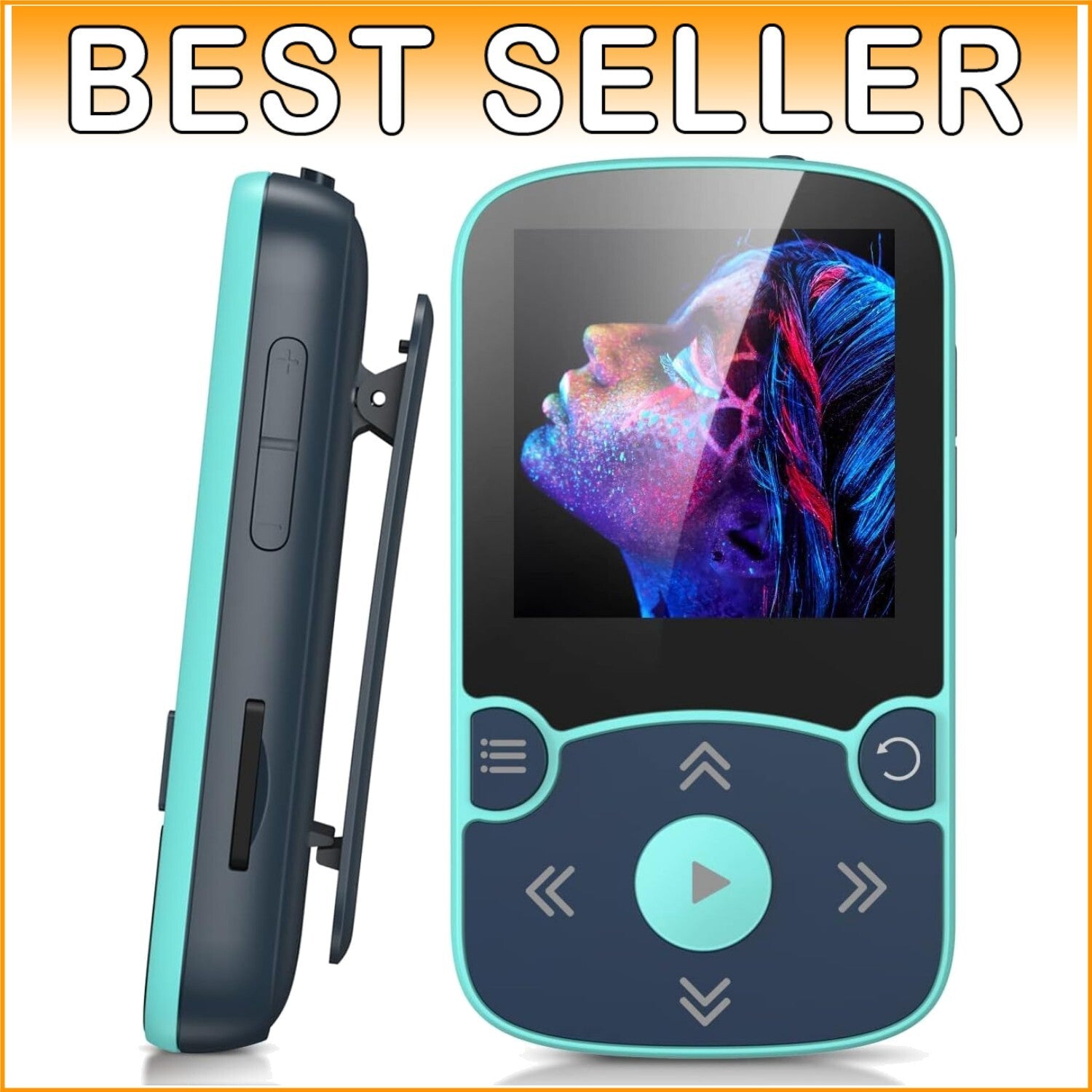 64GB Bluetooth 5.3 MP3 Player with Clip - Ultimate Sport Companion in Blue