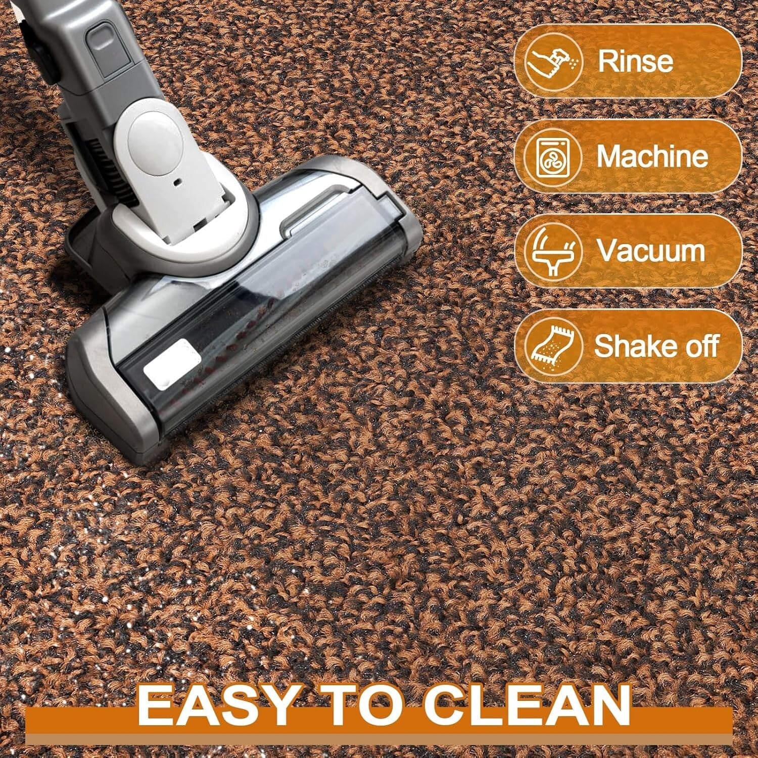 Machine Washable Low Profile Entry Rug, 60" x 36", Stain Resistant Doormat