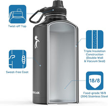 Load image into Gallery viewer, Magic Black 128 oz Insulated Water Jug with Straw &amp; 3 Lids - Ultimate Hydration