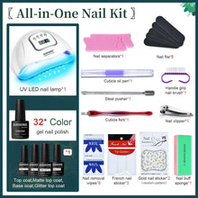 Load image into Gallery viewer, Complete Manicure Set: 32 Gel Nail Polishes &amp; LED Dryer for Home Spa Experience