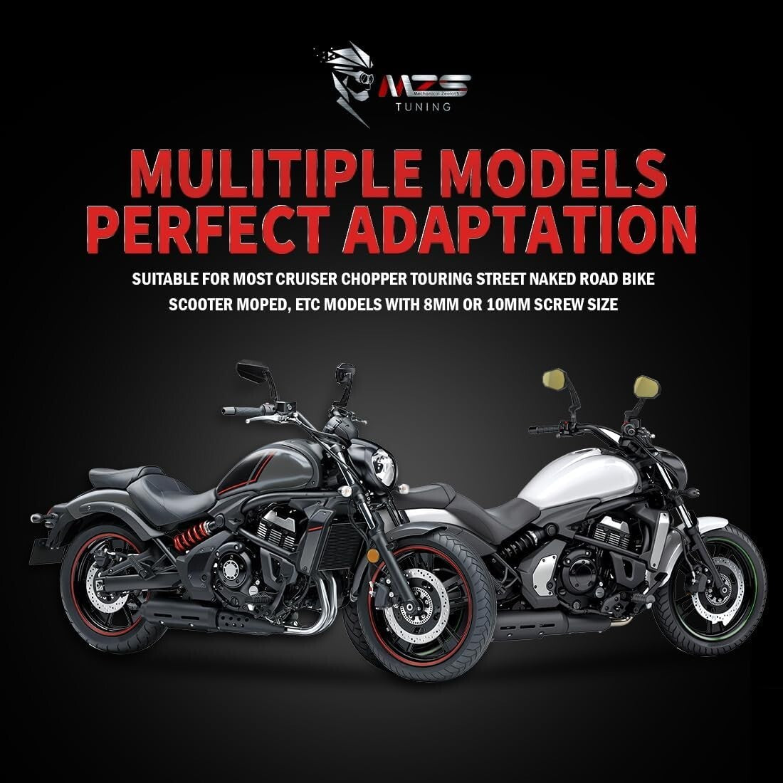 Universal Motorcycle Mirrors - Adjustable Heavy-Duty Aluminum Side Mirrors