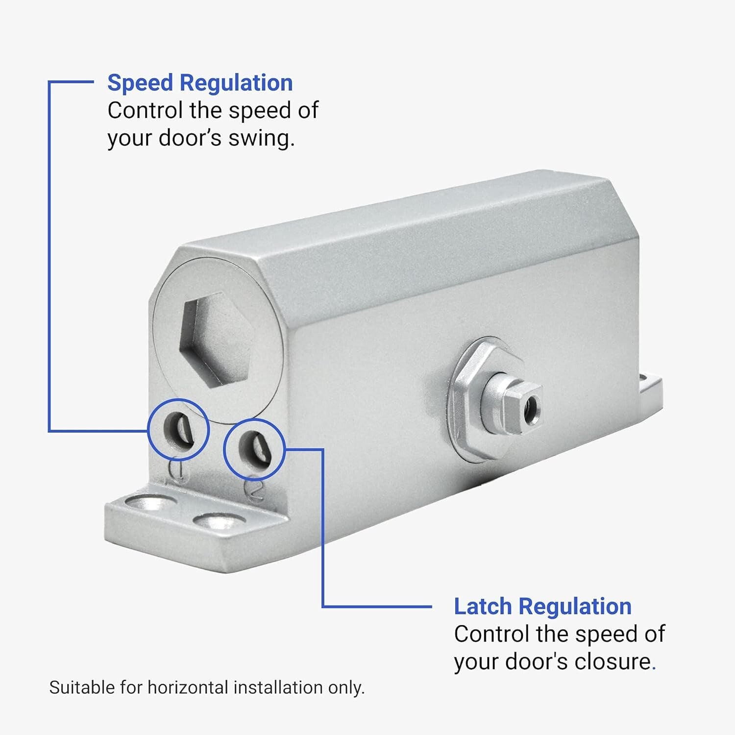 Adjustable Silver Hydraulic Door Closer - UL Certified for Home or Business