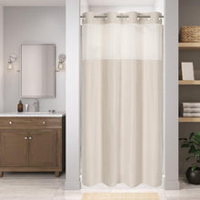 Load image into Gallery viewer, Luxury Linen Textured Waterproof Shower Curtain with Snap-in Liner Set, Cream