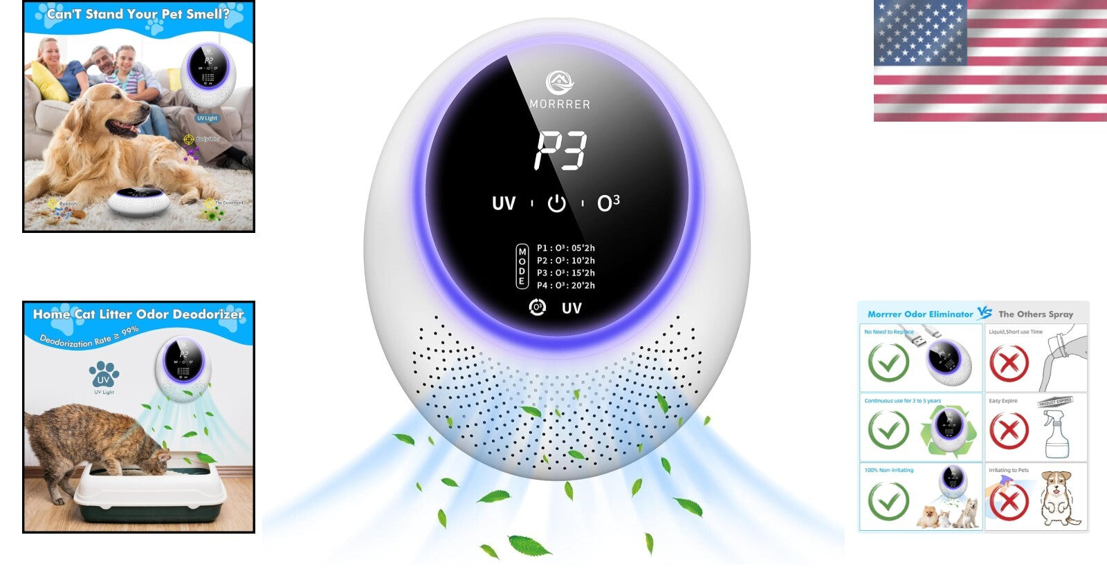 99% Odor Eliminator: Advanced Portable Pet Deodorizer for Home & Litter Box