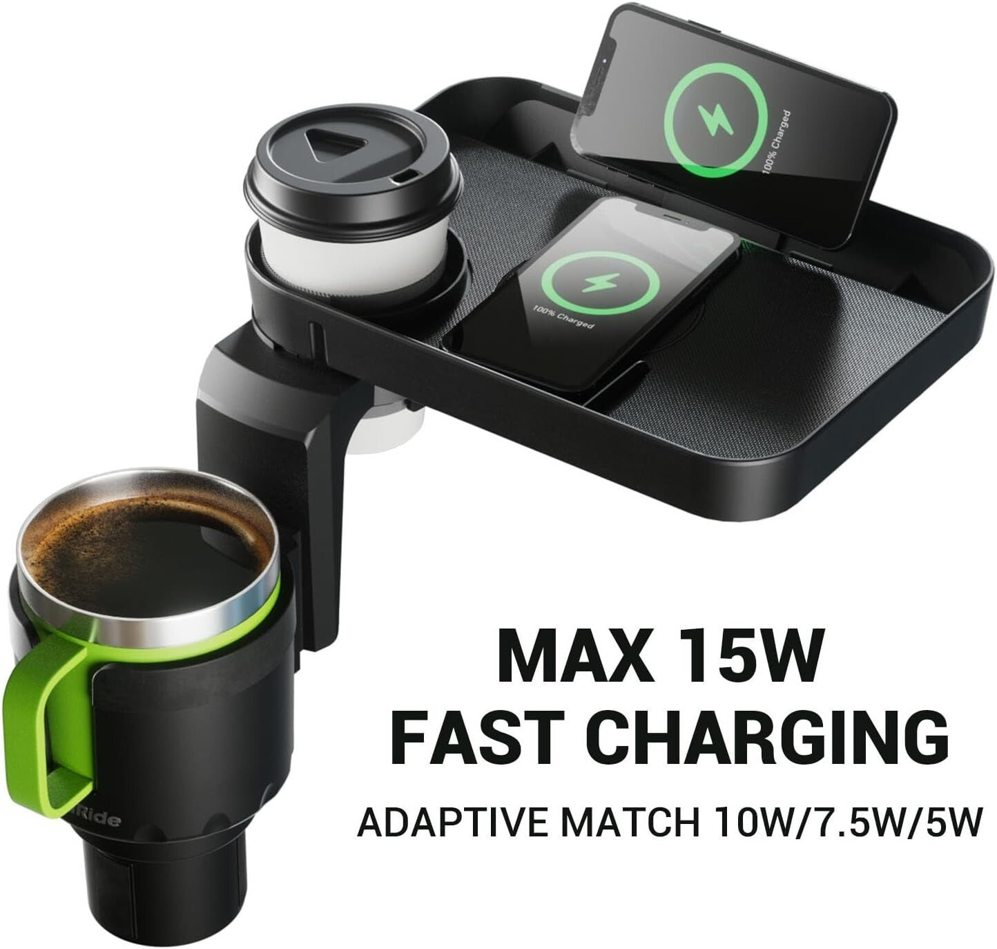 15W Fast Wireless Charger & Food Tray for Yeti Hydro Flask—Road Trip Essential