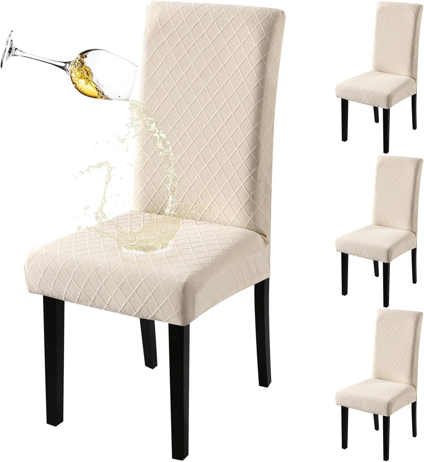 4 Pack Removable Washable Chair Covers - Elegant Stretch for Dining & Kitchen