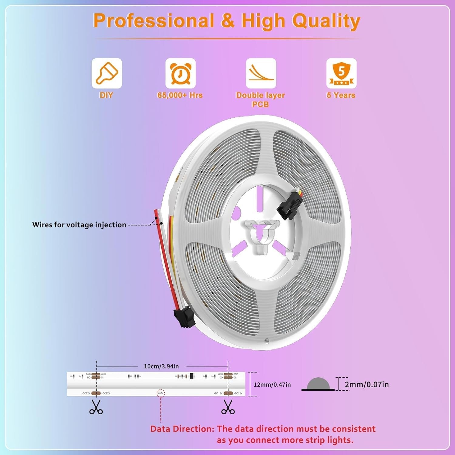 Flexible 16.4ft RGB Smart LED Strip; Music Sync & Timer Functions Included