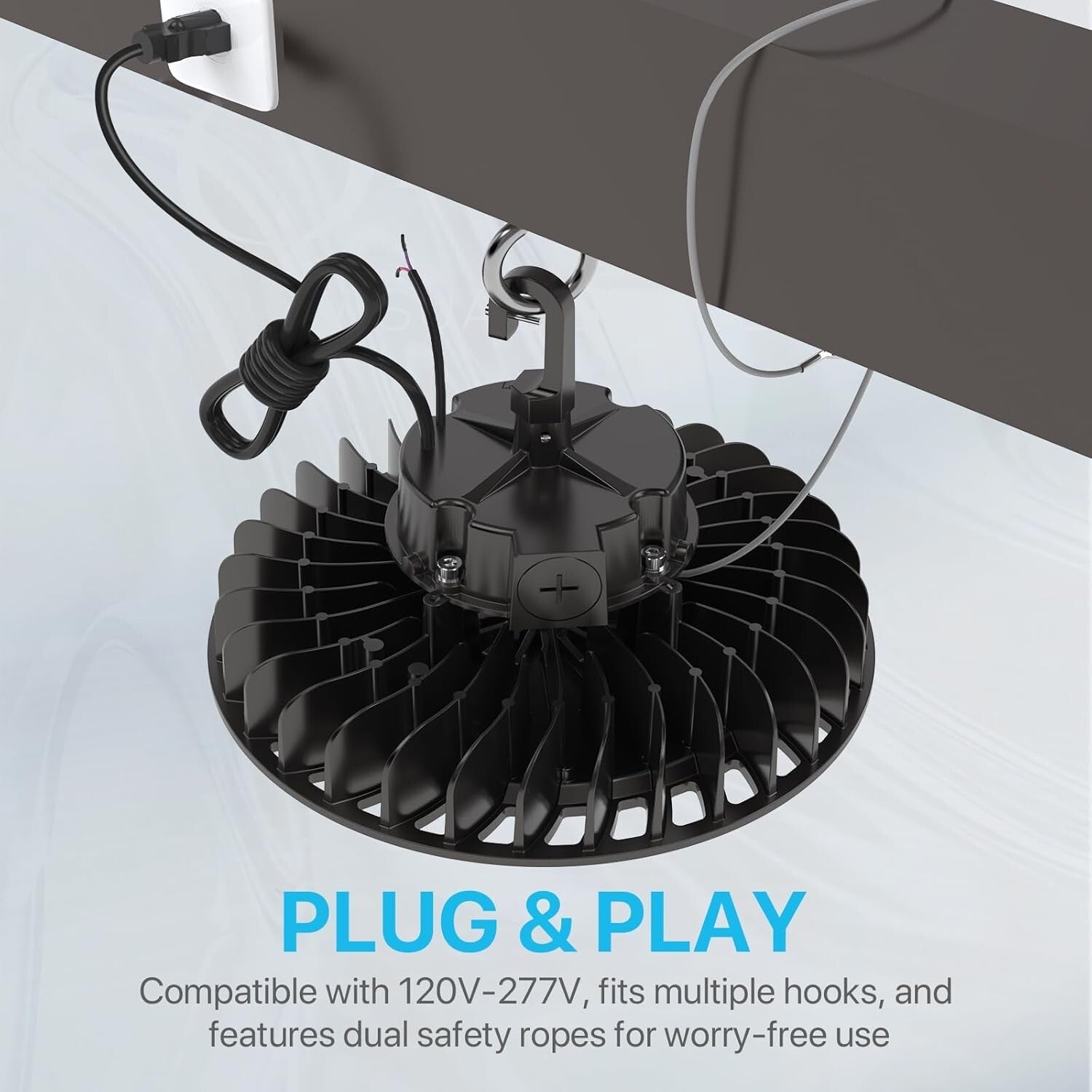 Energy Efficient 100W High Bay UFO LED Light - 14500Lumen, Hook Mount, Dimmable