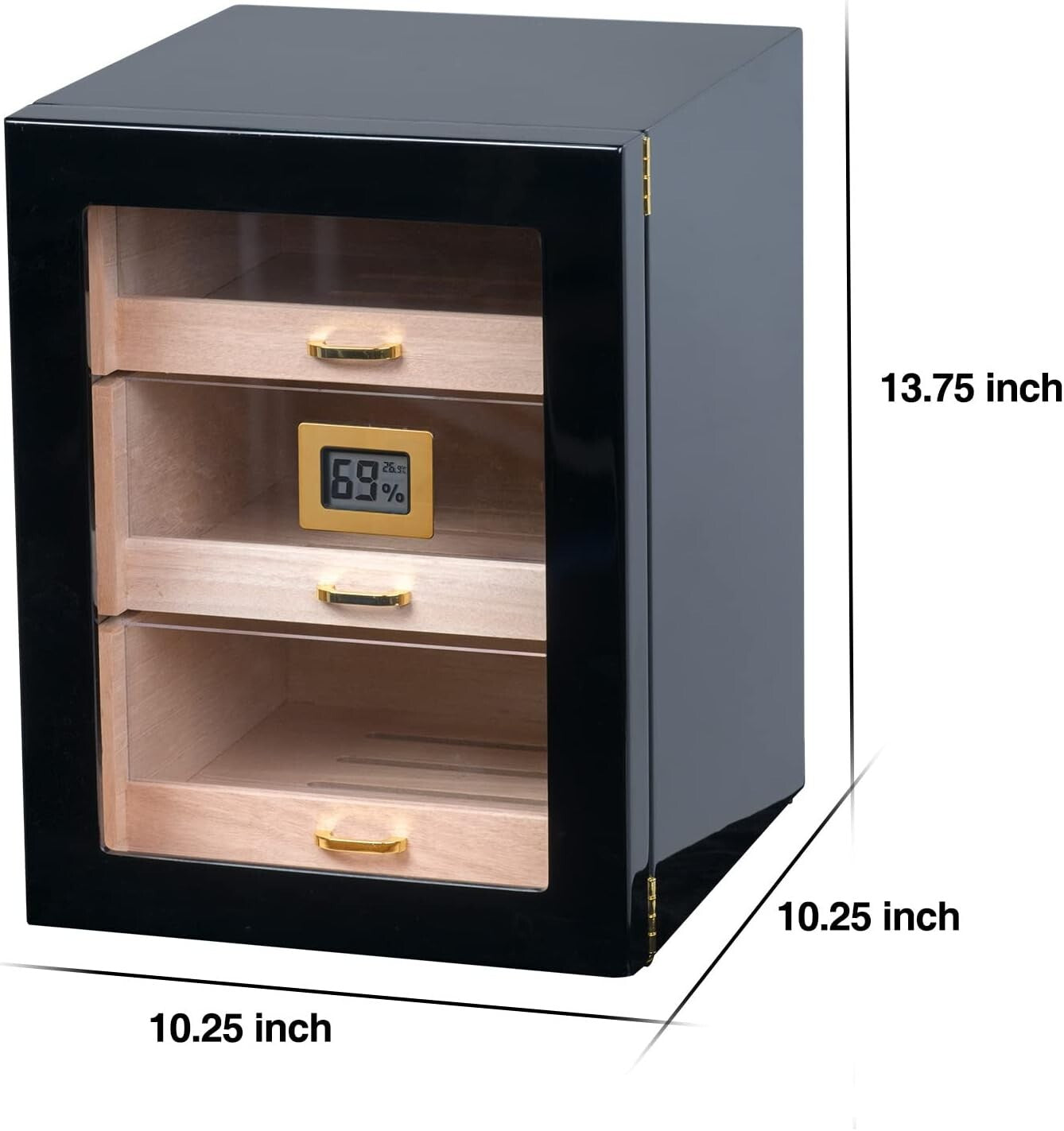 Luxury Desktop Cigar Humidor with Hygrometer & Removable Shelf for 150 Cigars