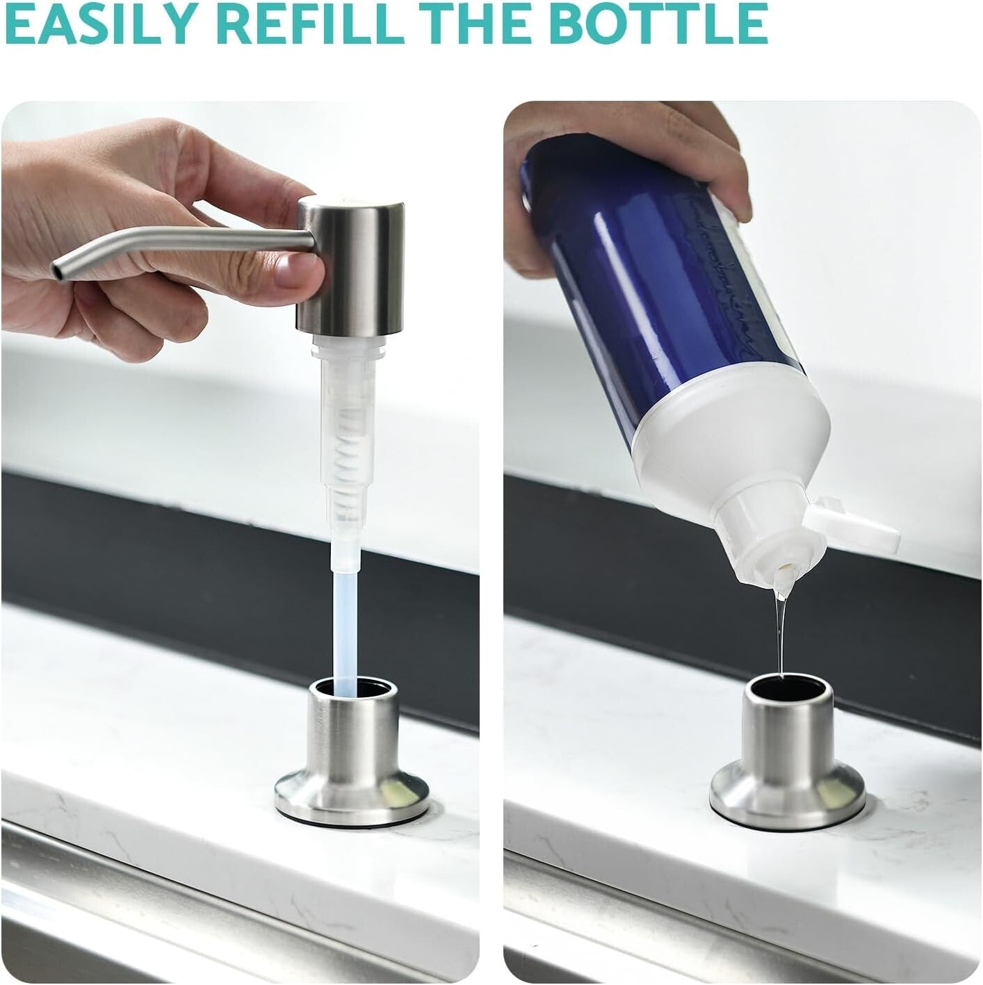 Durable Pull Down Kitchen Faucet & Soap Dispenser Combo - Easy Install 304 SS