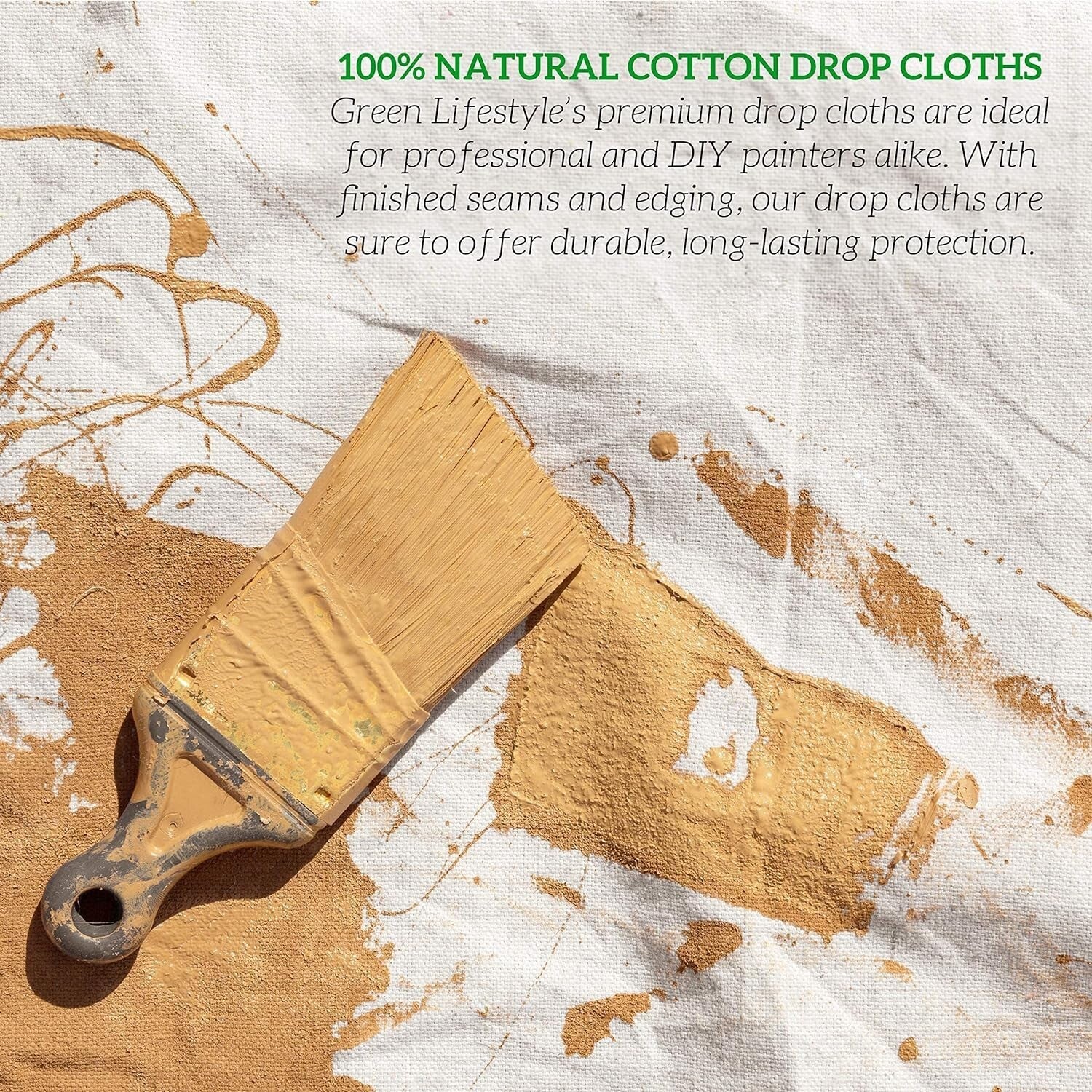 Eco-Friendly Canvas Drop Cloth 12' x 15' - Washable Drop Sheet for Easy Cleanup