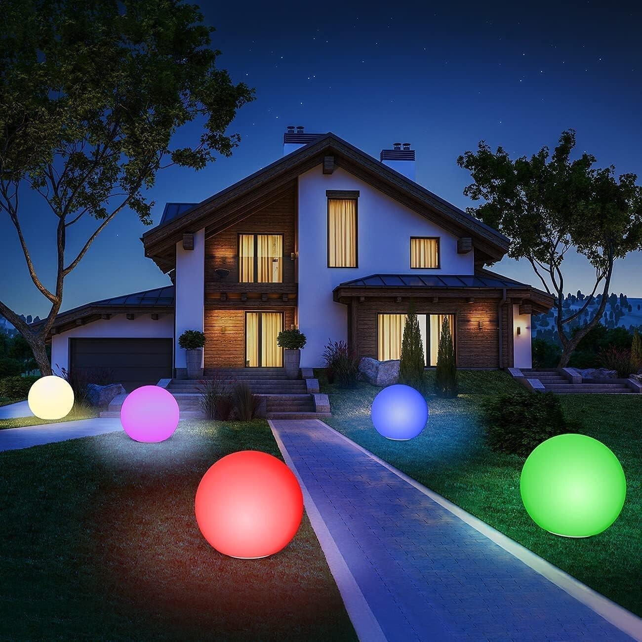 12-Inch RGB Color Changing Solar Globe Light - IP67 Waterproof Outdoor Elegance