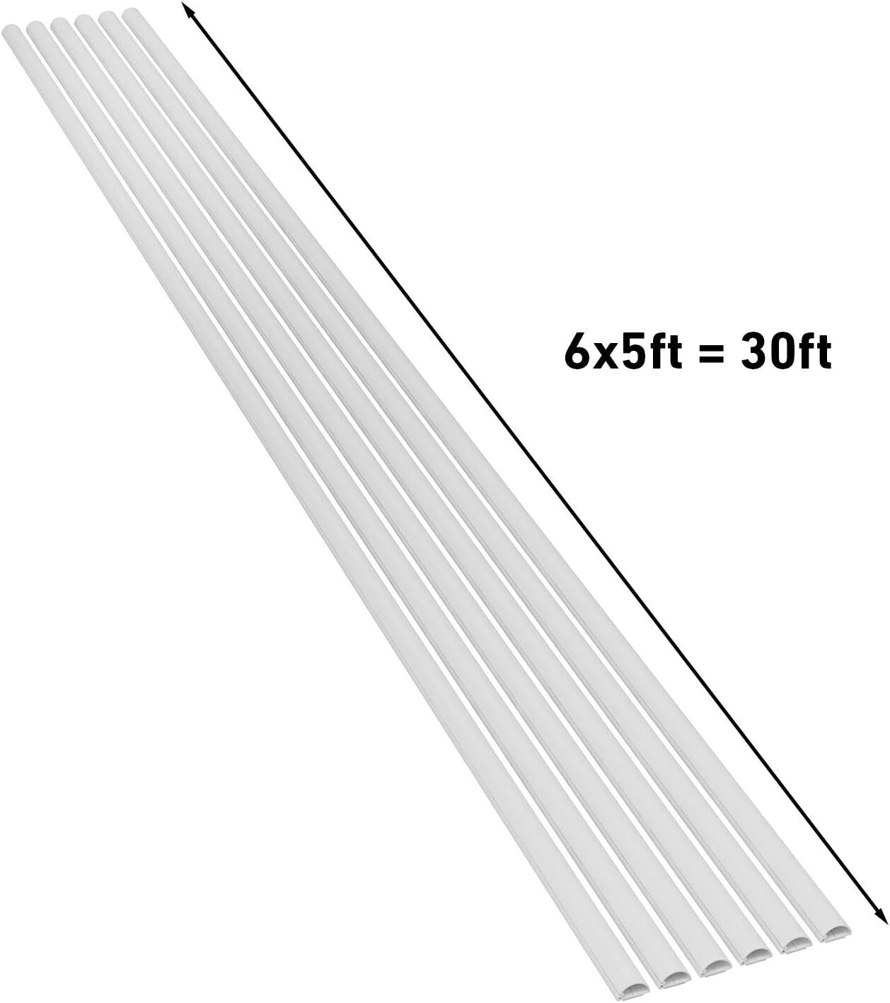 Effortless Cable Organization: 30ft Self-Adhesive Cord Cover with Bends & Caps