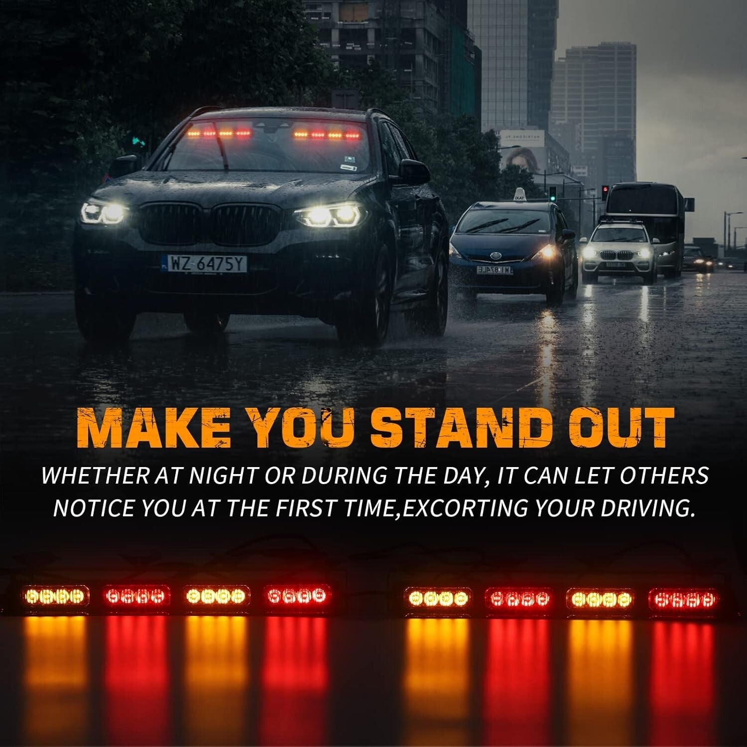 Easy Install 14" Amber/Red Strobe Lights for Construction and Emergency Response