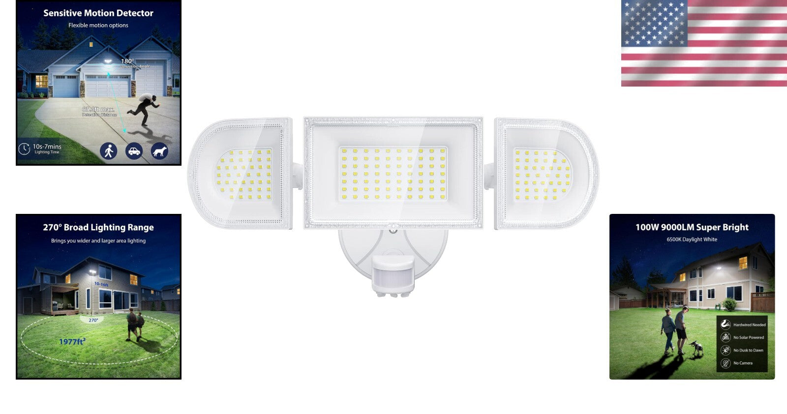 Energy-Saving 9000LM Motion Sensor LED Floodlight - Outdoor Security Solution