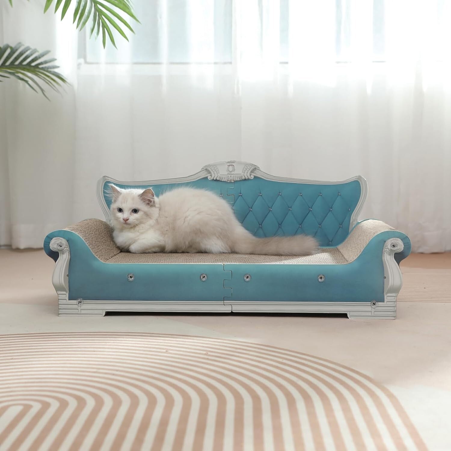 Versatile Cat Couch Shape Scratch Pad for Active Indoor Cats – Includes Catnip