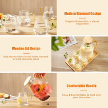 Load image into Gallery viewer, Diamond Design 68 oz Glass Water Pitcher with 4 Cups - Perfect for Entertaining