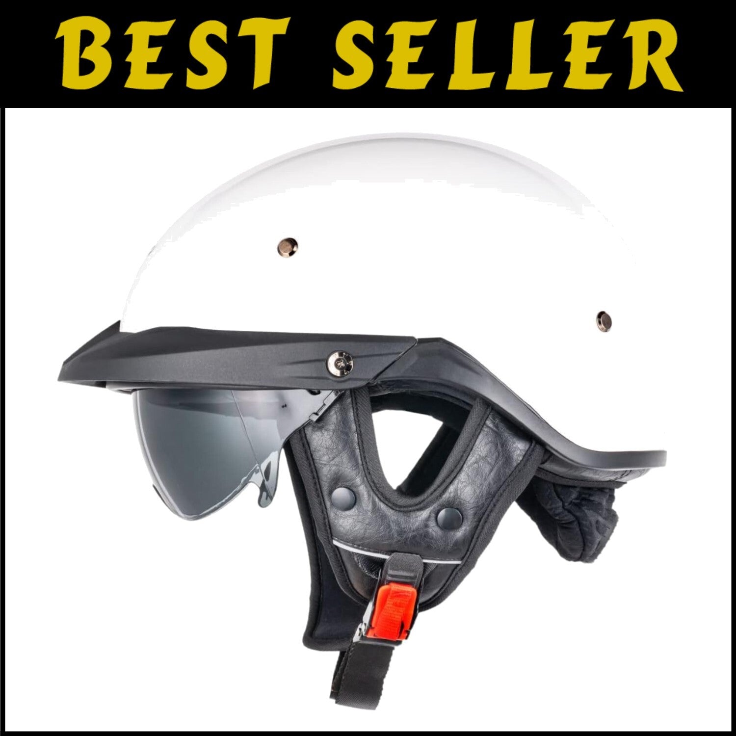 DOT Approved Retro Open Face Motorcycle Half Helmet with Quick Release Buckle