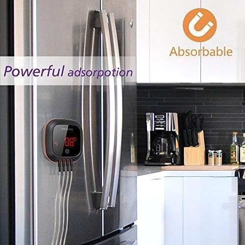 Digital BBQ Meat Thermometer - Bluetooth, 4 Probes, Timer, 150 ft Wireless Range