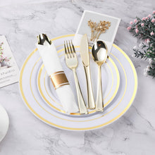 Load image into Gallery viewer, Complete Gold Plastic Dinnerware Set - 350PCS for Effortless Entertaining of 50
