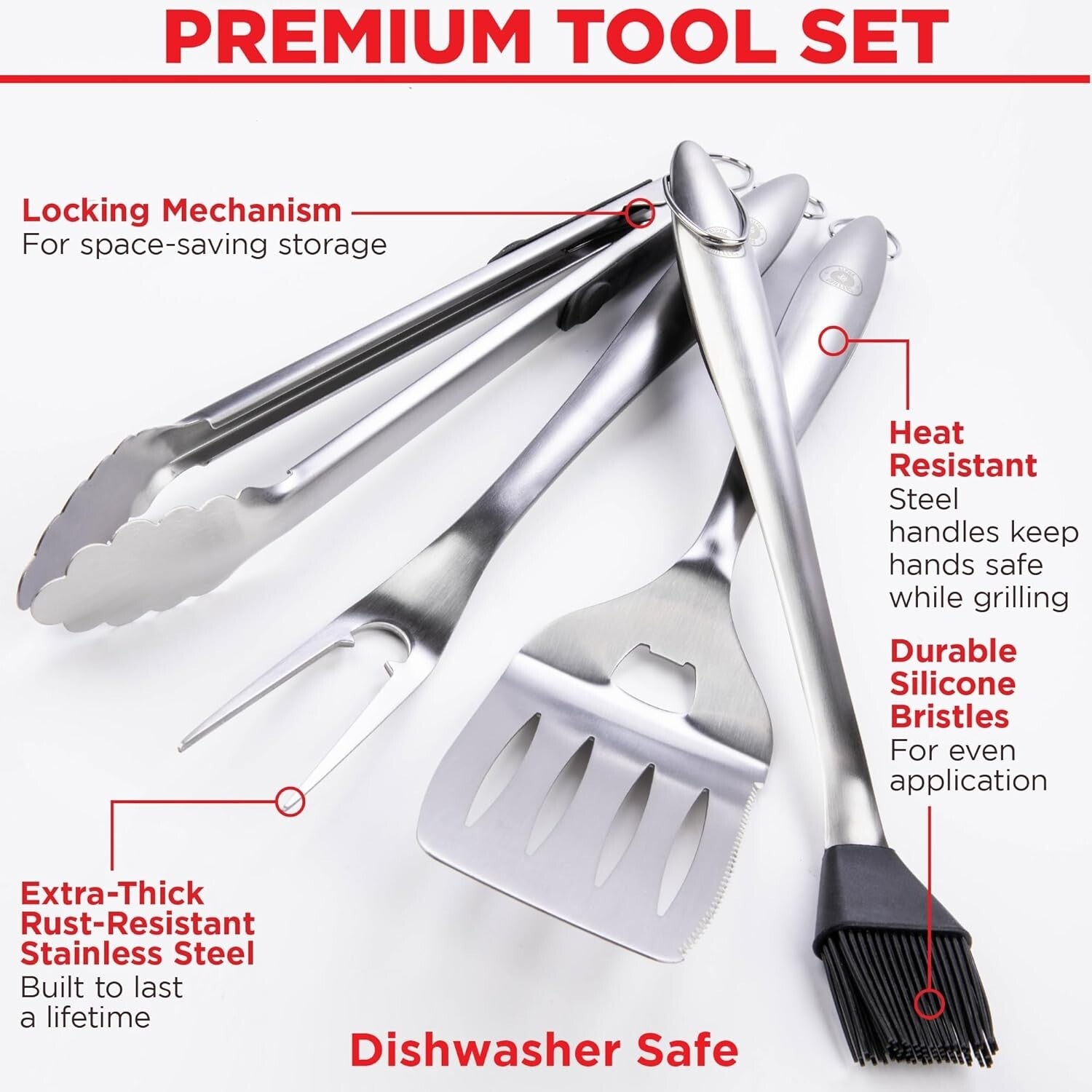 Durable 4-Piece BBQ Tool Set - Rust-Resistant Grilling Accessories for Men