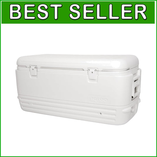 Durable 113L Camping Cooler with Swing-Up Handles and Stain-Resistant Liner