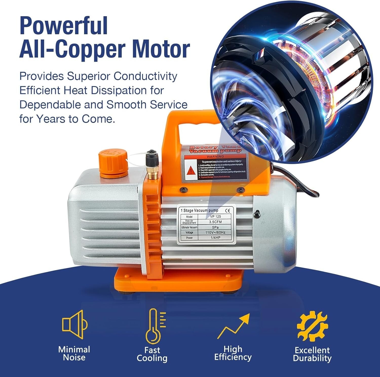 Efficient AC Vacuum Pump at 3.5CFM with Professional Gauge Set Accessories