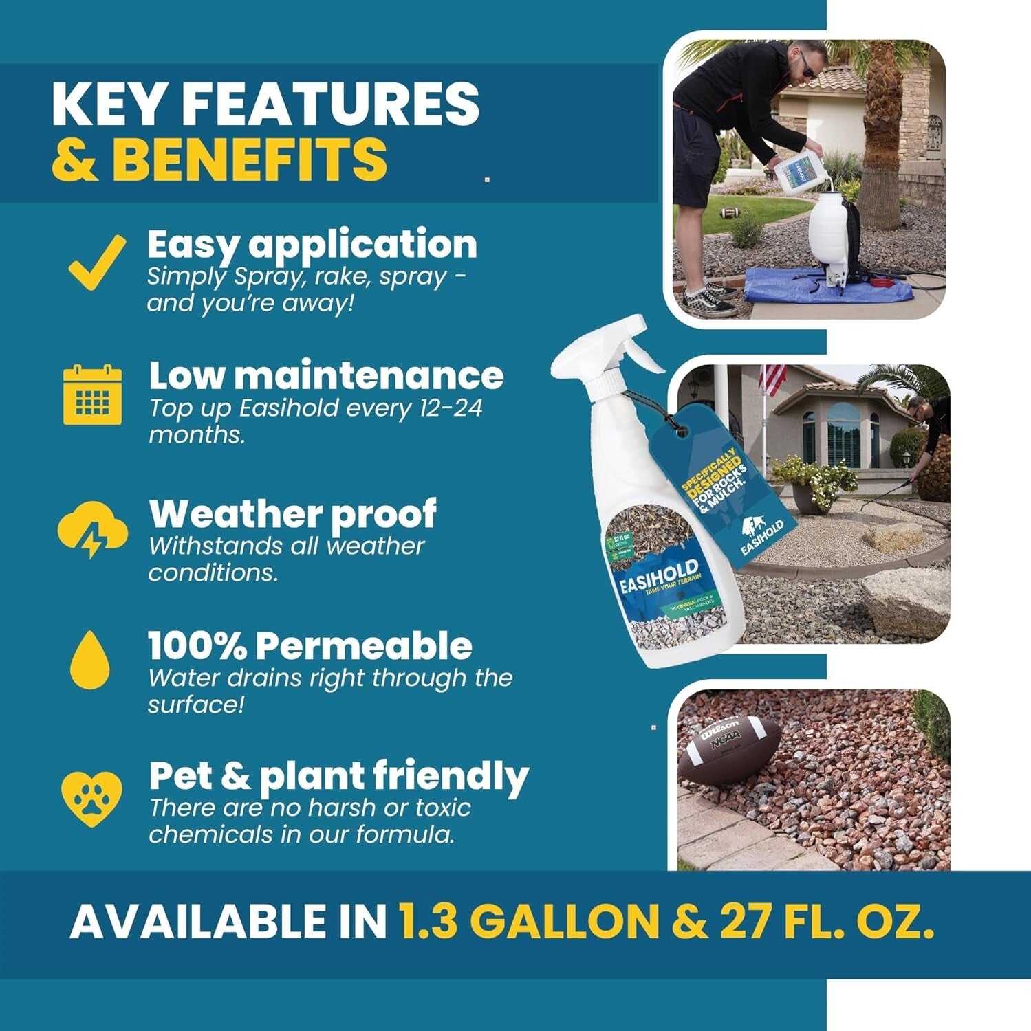 Easihold 1.3 Gallon Non-Toxic Gravel Binder - Secure Your Landscape Effortlessly