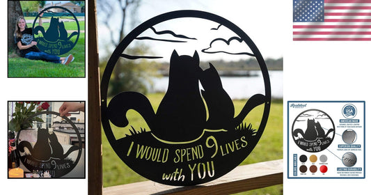 Celebrate Love with 9 Lives Together Valentine's Sign - Perfect for Cat Lovers