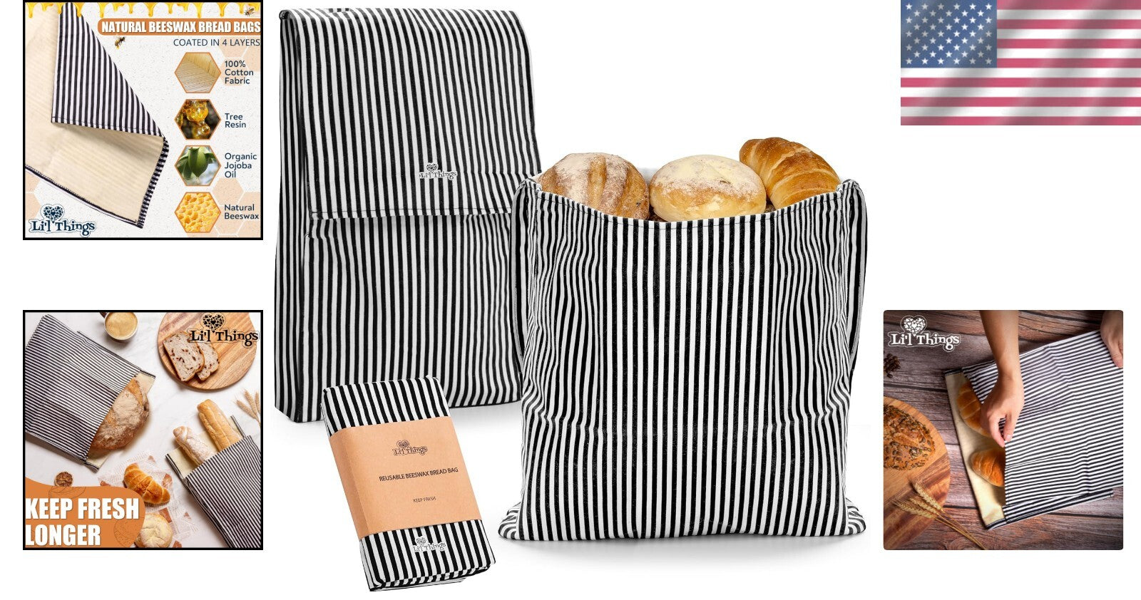 Durable Beeswax Coated Bread Bags - Stylish and Reusable | 2 Sizes Available