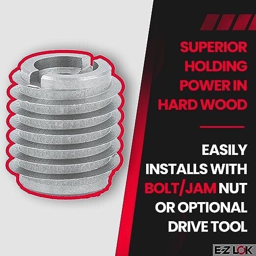 Durable 10-Pack Stainless Steel Threaded Inserts for Enhanced Hardwood Fastening