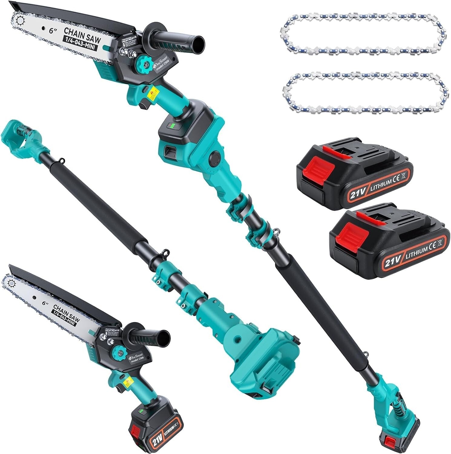 Lightweight 2-in-1 Cordless Chainsaw with Extendable Pole - Ideal for Trimming