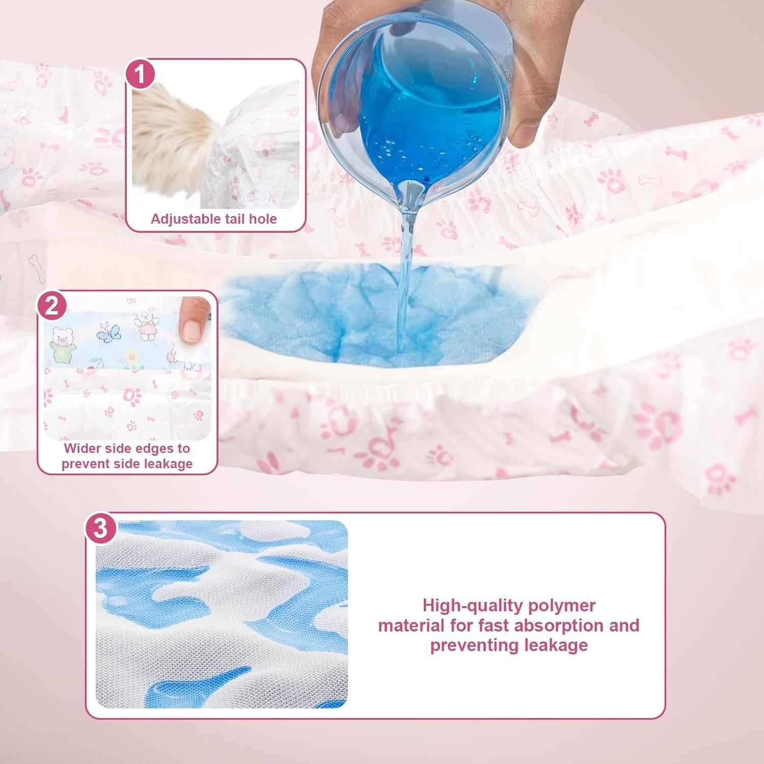 Comfortable Pink Disposable Dog Diapers for Female Dogs - 360° Leak Protection
