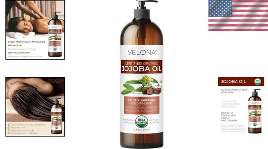 32 Oz USDA Organic Jojoba Oil | Natural Moisturizer, Hair Growth & Skin Hydrator