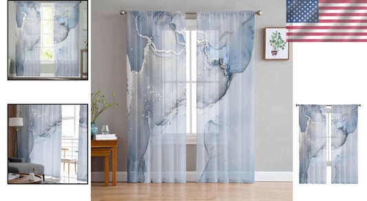 Contemporary Marble Textured Sheer Curtains – 63 Inches, Ideal for Every Room