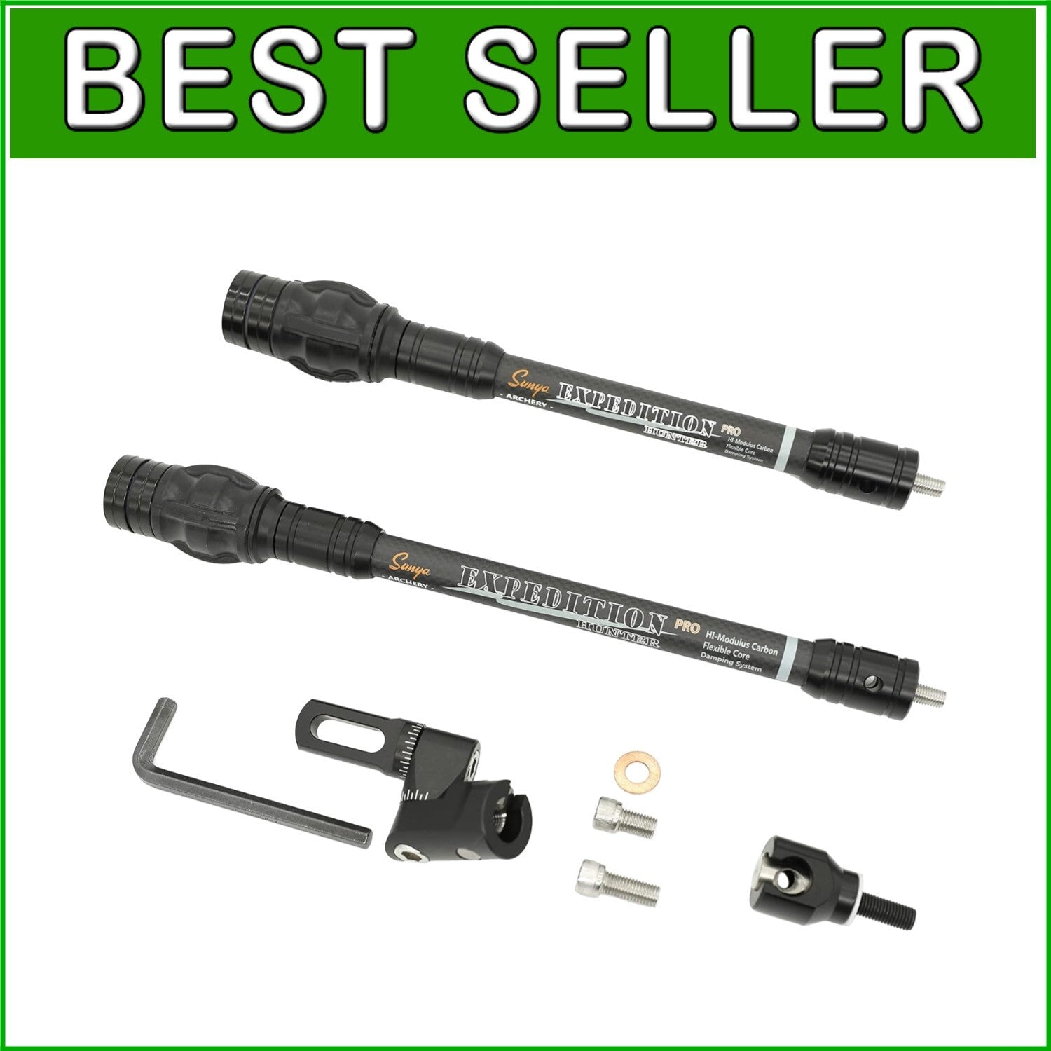 Expedition Series Carbon Bow Stabilizer - Flexible Core & Noise Reduction 8-15"