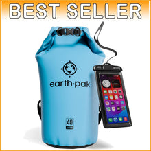 Load image into Gallery viewer, Compact Waterproof Dry Bag with Adjustable Straps &amp; Phone Case, Light Blue
