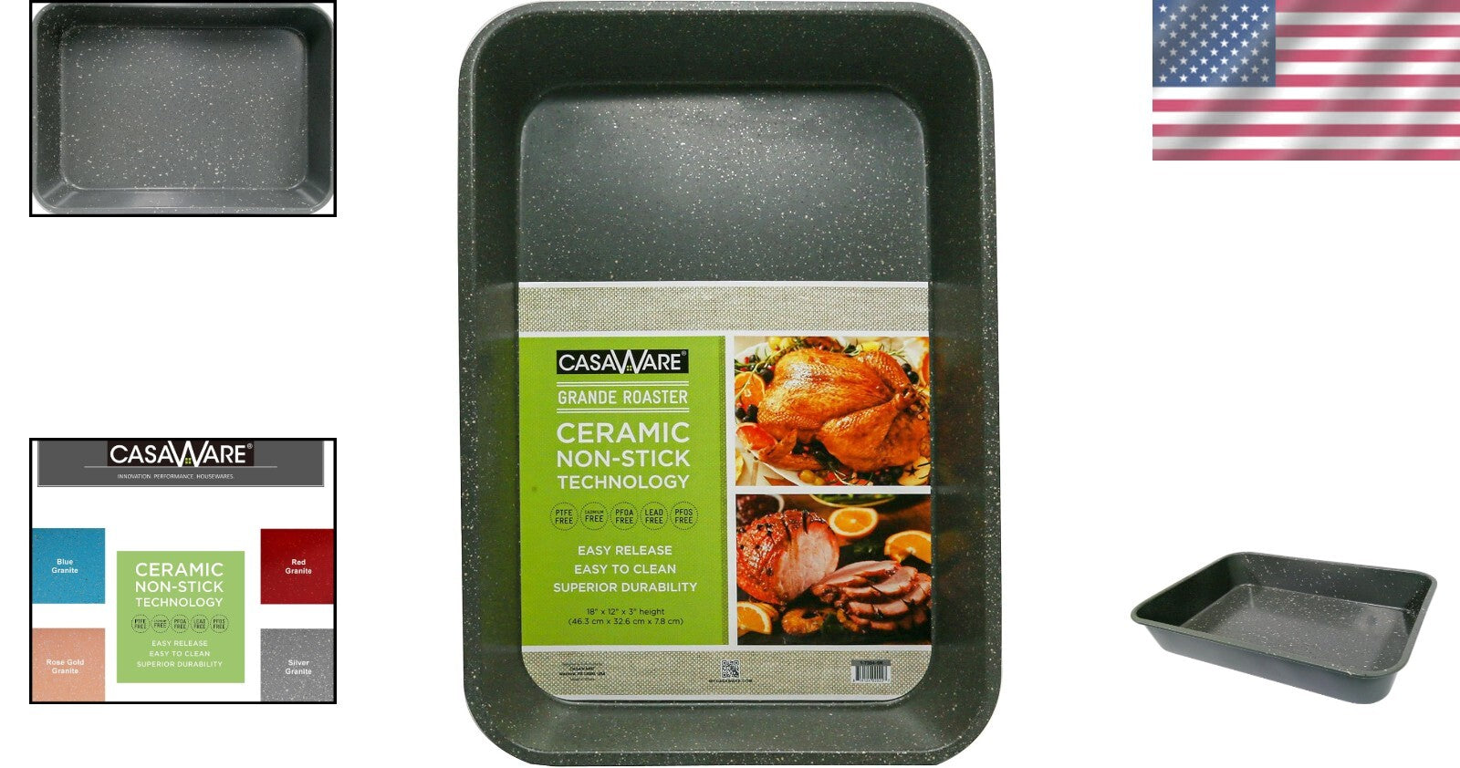 Elegant 18-Inch Ceramic Non-Stick Lasagna Pan - Dishwasher Not Recommended