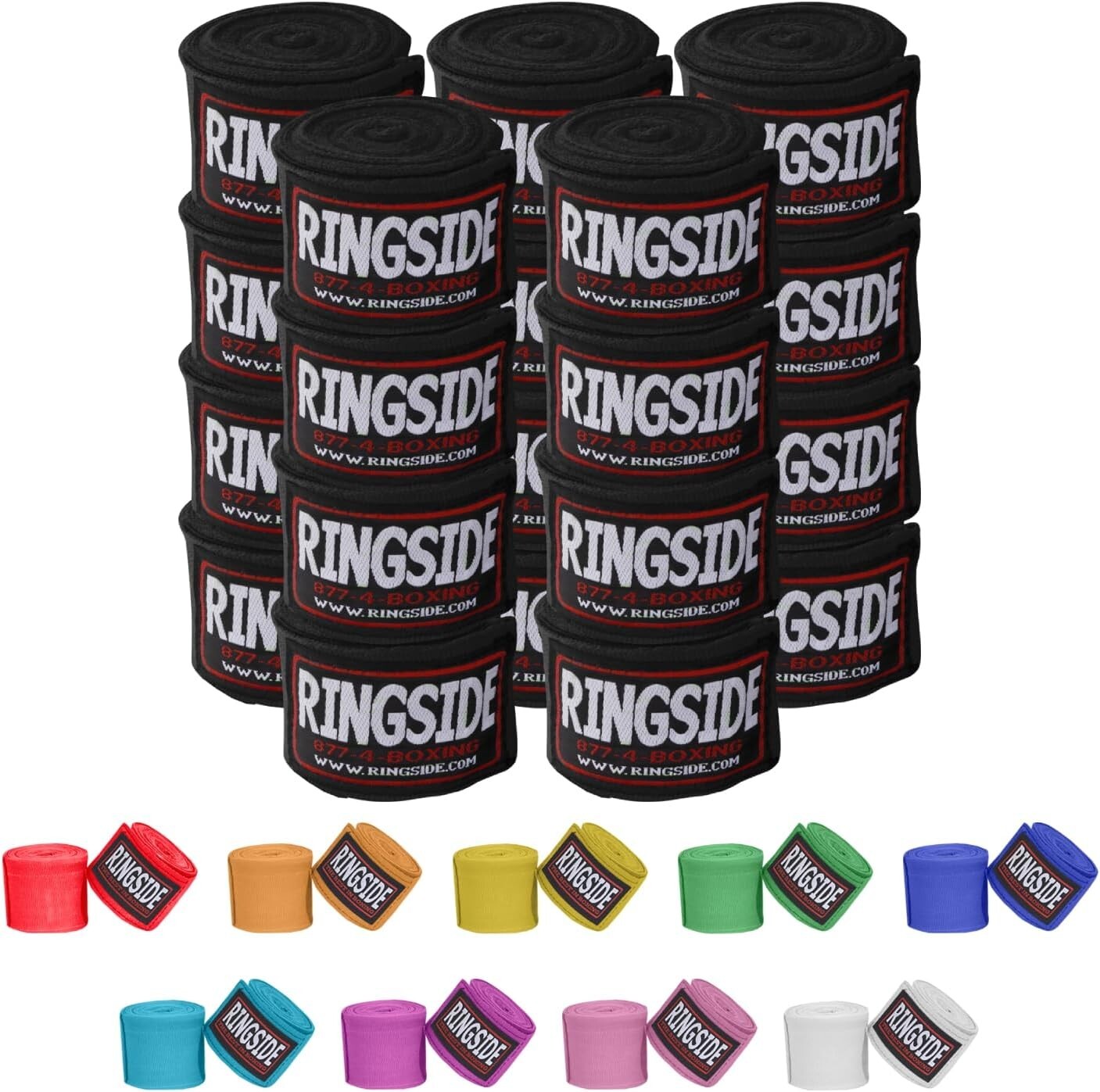 Black Unisex Mexican Style Boxing Hand Wraps (10 Pairs) with Hook & Loop Closure