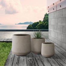 Load image into Gallery viewer, Set of 3 Lightweight Concrete Planters - 15.3" to 8.2" with Rubber Drainage Plug