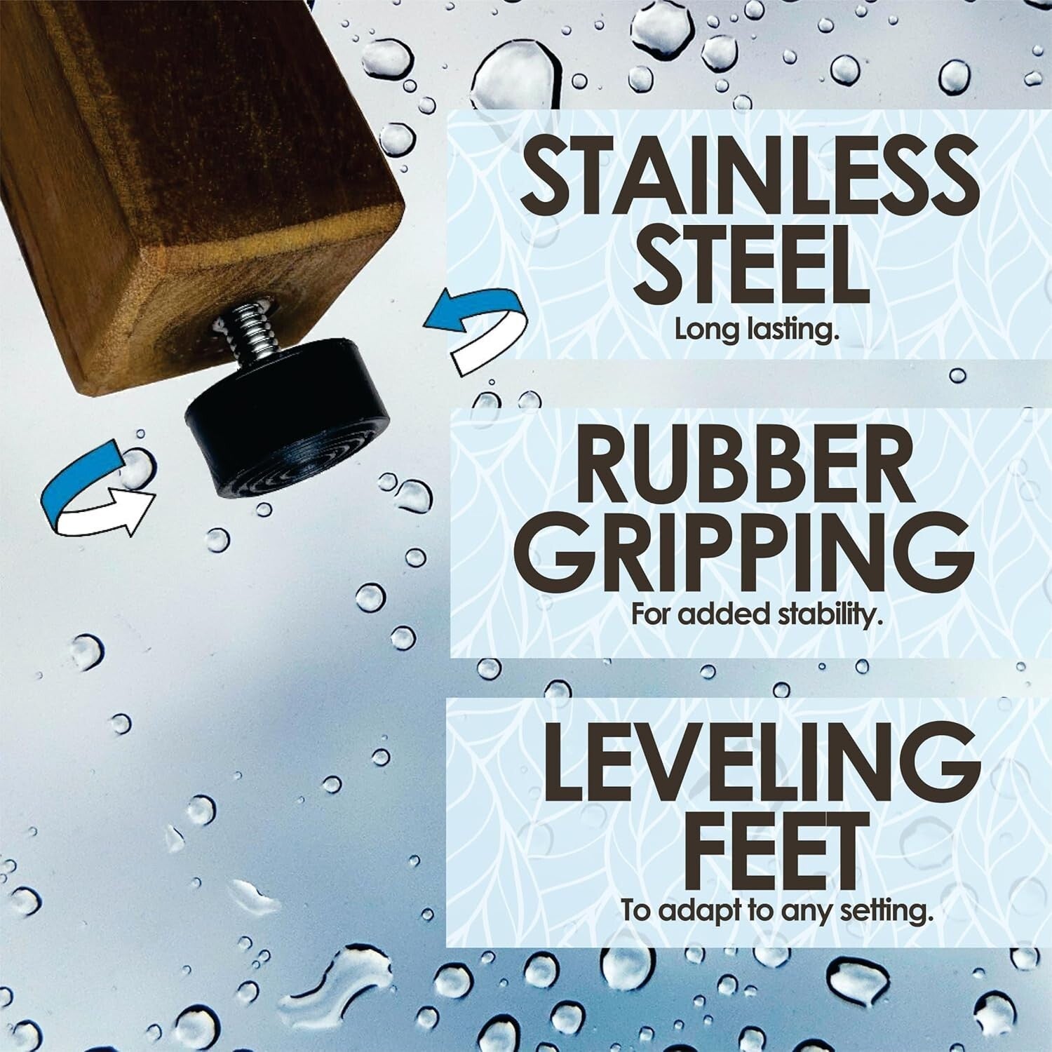 Elegant 12'' L-Shaped Teak Foot Rest with Adjustable Rubber Feet for Stability