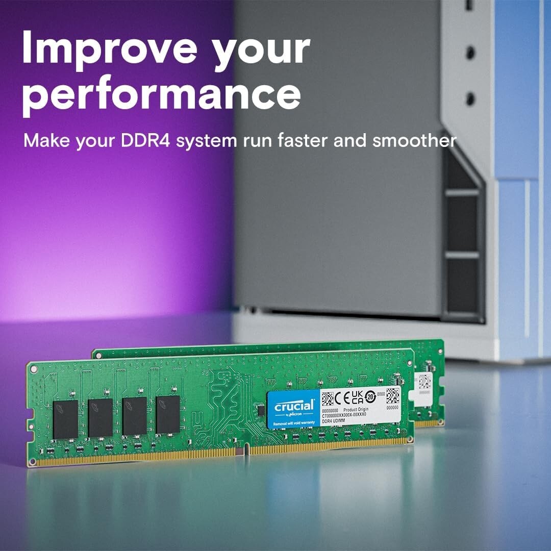 32GB DDR4 3200MHz Memory Kit for PCs, Easy Installation & Trusted Micron Quality