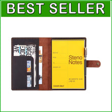 Load image into Gallery viewer, Handcrafted Leather Folio for 6x9 Steno Pads with Card Slots - Coffee Color