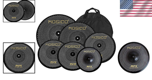 Complete Low Volume Cymbal Set for Drummers: 6 Pieces with Drum Bag Included