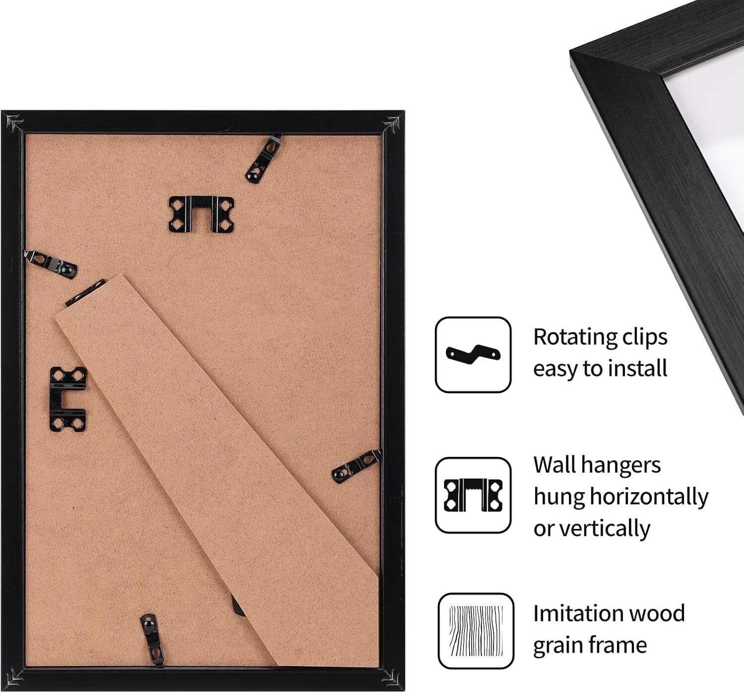 Elegant 8x12 Black Glossy Picture Frame Set - 12 Pack for Stylish Displays