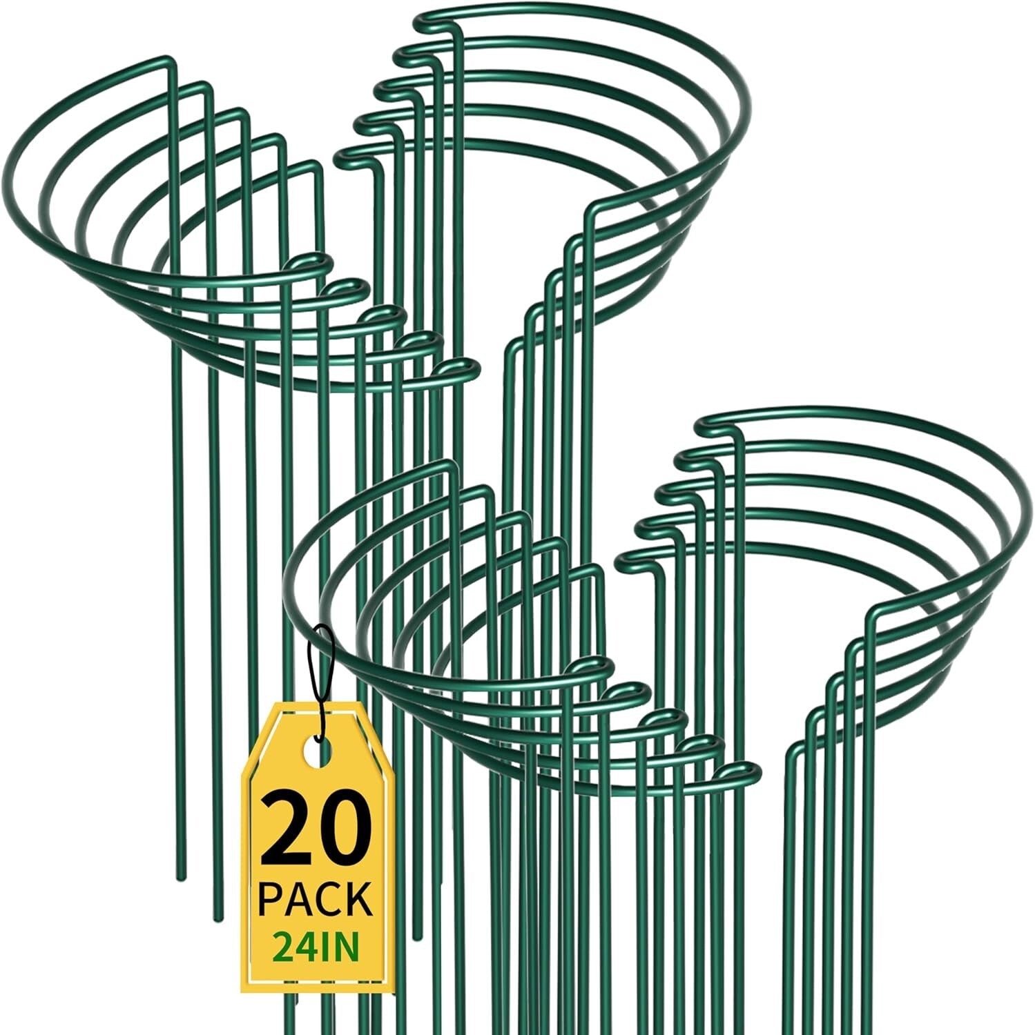 20 Pack Metal Plant Supports - 10" Wide x 24" High Interlocking Garden Cages