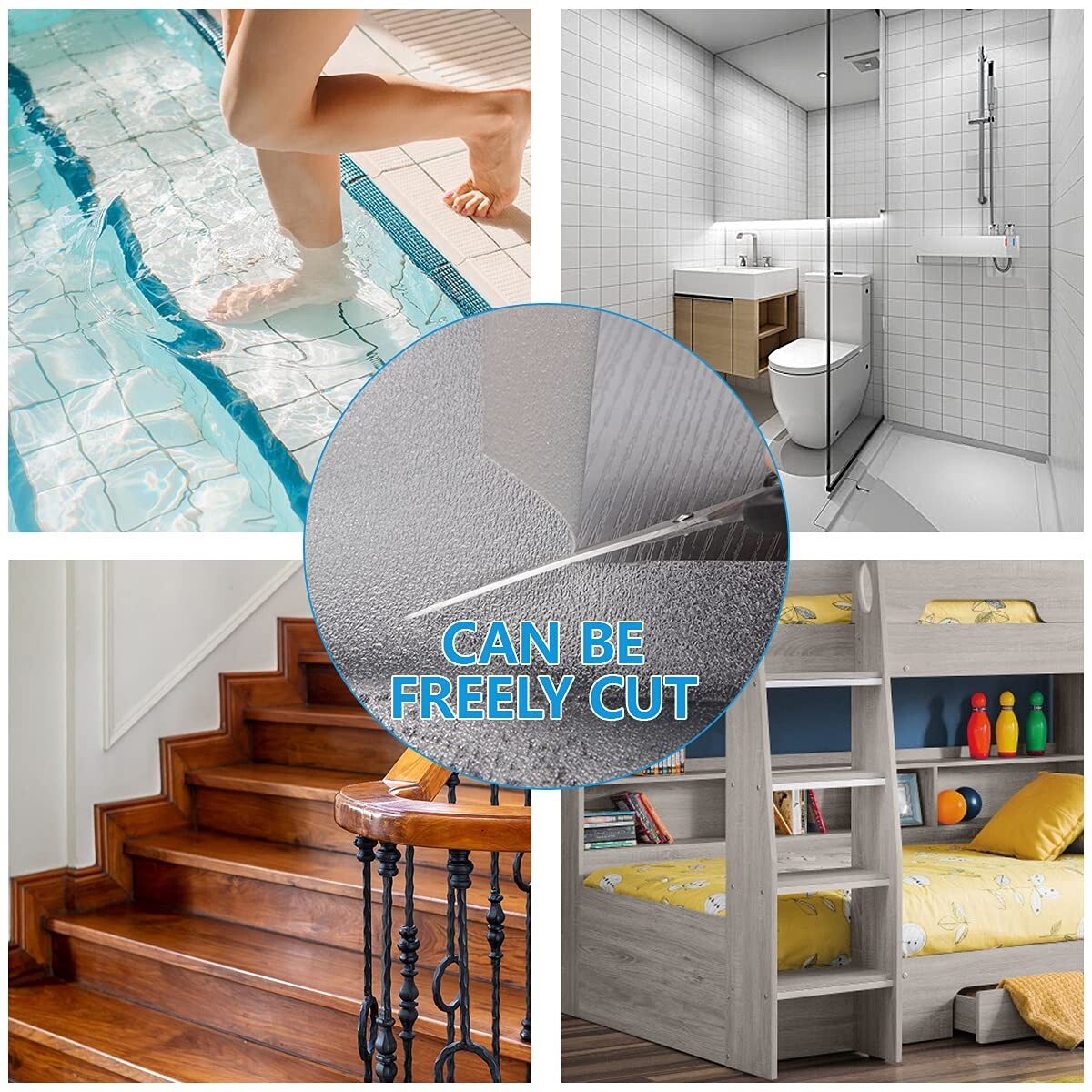 6'' x 24'' Waterproof Non-Slip Strips - Eco-Friendly Safety for Floors & Pools