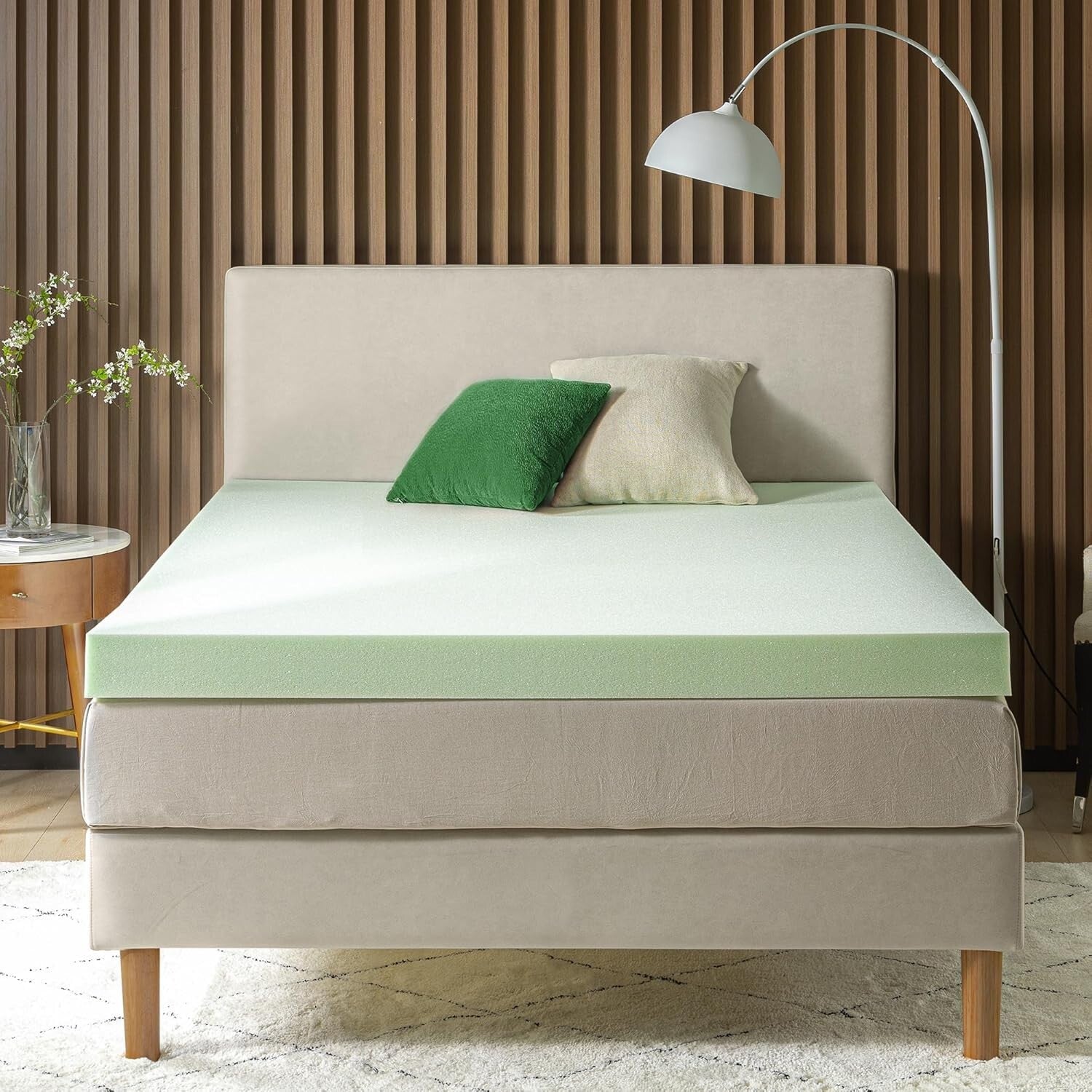 Eco-Friendly King Mattress Topper - Green Tea Infused Comfort for Restful Sleep